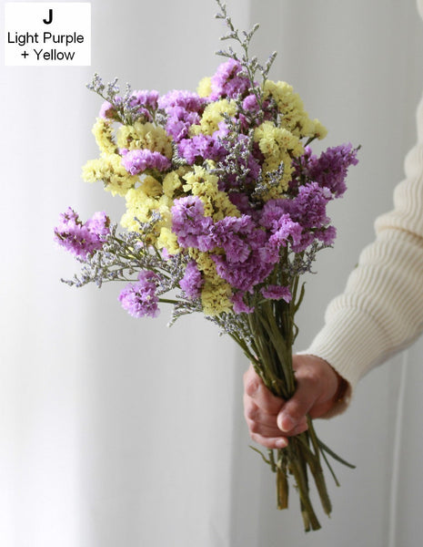 Dried Flowers, Flower Bunches, Dried Floral, A Bunch Dried Myosotis Flowers with Limoniums-ArtWorkCrafts.com