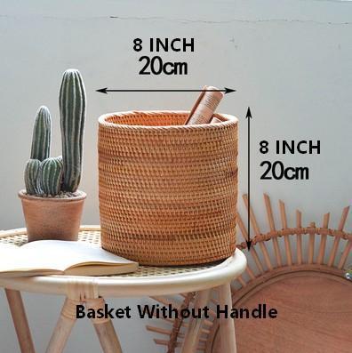 Small Rattan Storage Basket, Round Storage Basket, Woven Storage Basket, Kitchen Storage Baskets-ArtWorkCrafts.com