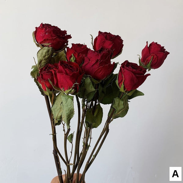 Rose Floral Bouquet, Dried Rose Flowers, Natural Dried Rose Flower Bunches, A Bunch Dried Rose Flowers, Red Yellow Purple Dried Rose Flowers-ArtWorkCrafts.com