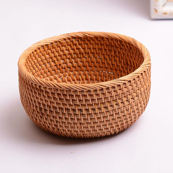 Small Storage Basket, Round Storage Basket, Woven Storage Baskets for Kitchen, Storage Basket for Dining Room-ArtWorkCrafts.com