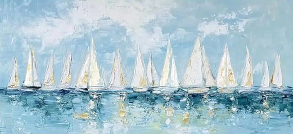 Large Wall Art Ideas for Living Room, Paintings for Living Room, Acrylic Painting on Canvas, Modern Paintings for Bedroom, Sail Boat Painting, Original Canvas Art-ArtWorkCrafts.com