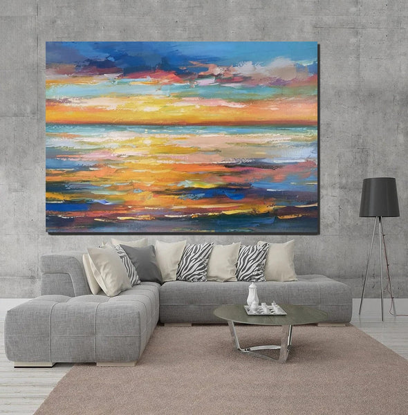 Hand Painted Acrylic Painting, Original Landscape Paintings, Wall Painting for Living Room, Canas Paintings for Dining Room-ArtWorkCrafts.com