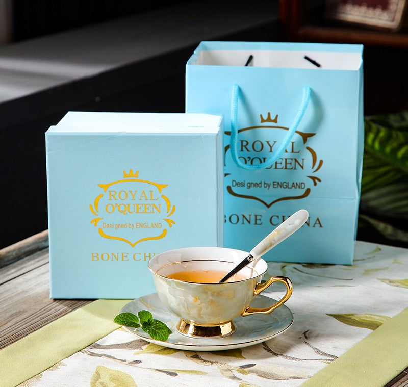 Elegant Ceramic Coffee Cups, 6.8 oz Tea Cup and Saucer in Gift Box as –  ArtWorkCrafts.com