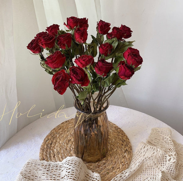 Rose Floral Bouquet, Dried Rose Flowers, Natural Dried Rose Flower Bunches, A Bunch Dried Rose Flowers, Red Yellow Purple Dried Rose Flowers-ArtWorkCrafts.com