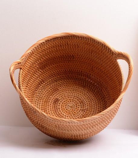 Woven Storage Basket, Kitchen Storage Basket, Large Rattan Basket, Kitchen Storage Ideas, Round Storage Basket-ArtWorkCrafts.com