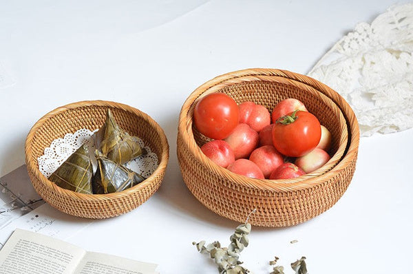 Round Stoarge Basket, Storage Basket for Food, Small Storage Baskets, Woven Storage Baskets, Rattan Storage Baskets, Kitchen Storage Baskets-ArtWorkCrafts.com