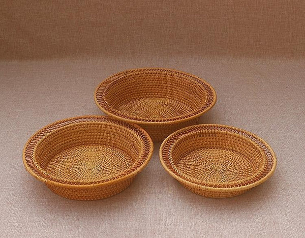 Rattan Small Storage Baskets, Round Storage Basket for Pantry, Kitchen Storage Baskets, Storage Basket for Dining Room-ArtWorkCrafts.com