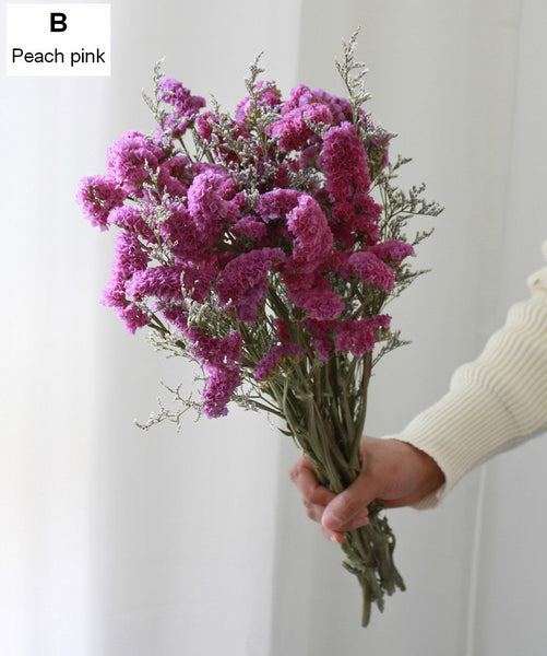 Natural Dried Flower Bunches, Dried Floral, Dried Flowers, A Bunch Dried Myosotis Flowers with Limoniums-ArtWorkCrafts.com