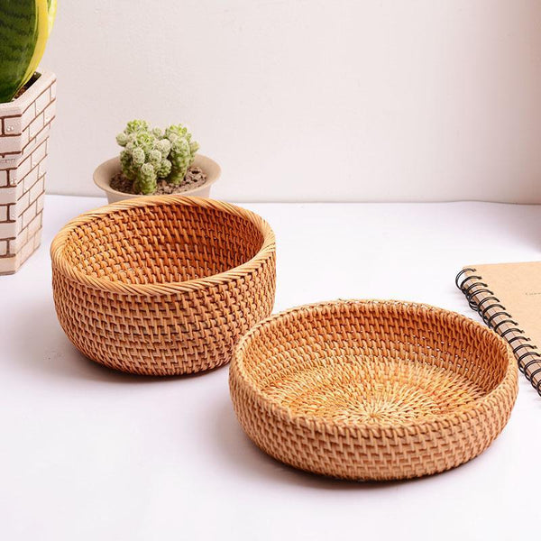 Small Storage Basket, Round Storage Basket, Woven Storage Baskets for Kitchen, Storage Basket for Dining Room-ArtWorkCrafts.com