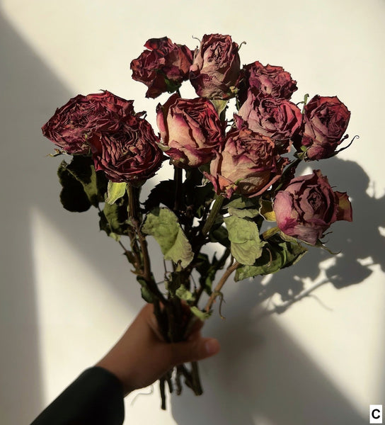 Rose Floral Bouquet, Dried Rose Flowers, Natural Dried Rose Flower Bunches, A Bunch Dried Rose Flowers, Red Yellow Purple Dried Rose Flowers-ArtWorkCrafts.com