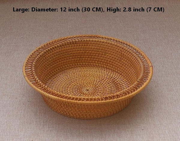 Rattan Small Storage Baskets, Round Storage Basket for Pantry, Kitchen Storage Baskets, Storage Basket for Dining Room-ArtWorkCrafts.com