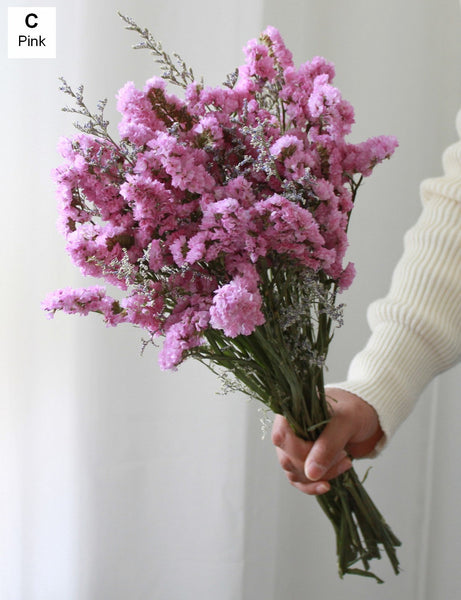Natural Dried Flower Bunches, Dried Floral, Dried Flowers, A Bunch Dried Myosotis Flowers with Limoniums-ArtWorkCrafts.com