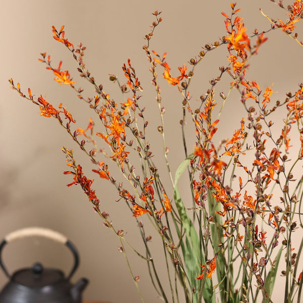 Dried Fire Orchid Bouquet, Natural Decorations, Flower Arrangement, Handmade Artificial Flower, Natural Dried Flowers-ArtWorkCrafts.com