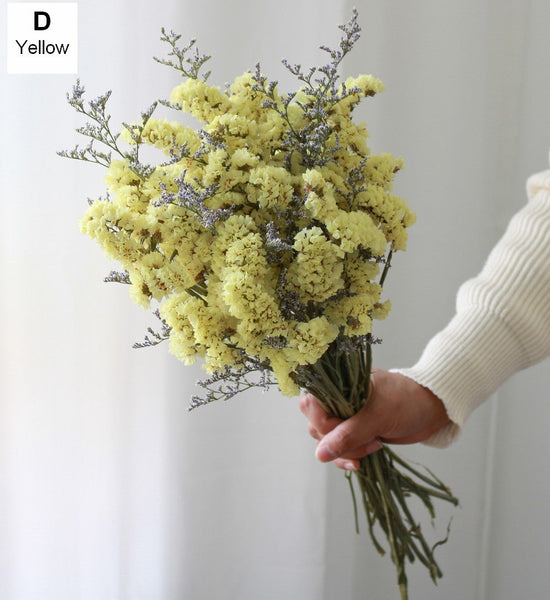 Dried Flowers, Flower Bunches, Dried Floral, A Bunch Dried Myosotis Flowers with Limoniums-ArtWorkCrafts.com