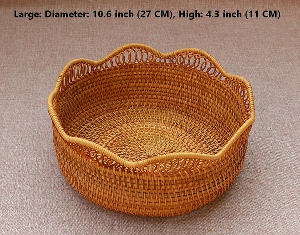 Round Storage Basket, Rattan Storage Basket for Shelves, Kitchen Storage Baskets, Woven Storage Baskets for Dining Room-ArtWorkCrafts.com