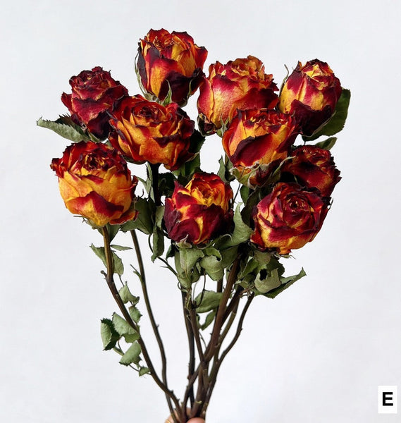 Rose Floral Bouquet, Dried Rose Flowers, Natural Dried Rose Flower Bunches, A Bunch Dried Rose Flowers, Red Yellow Purple Dried Rose Flowers-ArtWorkCrafts.com