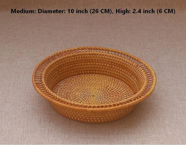 Rattan Small Storage Baskets, Round Storage Basket for Pantry, Kitchen Storage Baskets, Storage Basket for Dining Room-ArtWorkCrafts.com