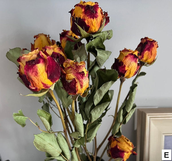 Dried Rose Floral Bouquet, Dried Rose Flowers, Natural Dried Rose Flower Bunches, A Bunch Dried Rose Flowers, Red Yellow Purple Dried Rose Flowers-ArtWorkCrafts.com