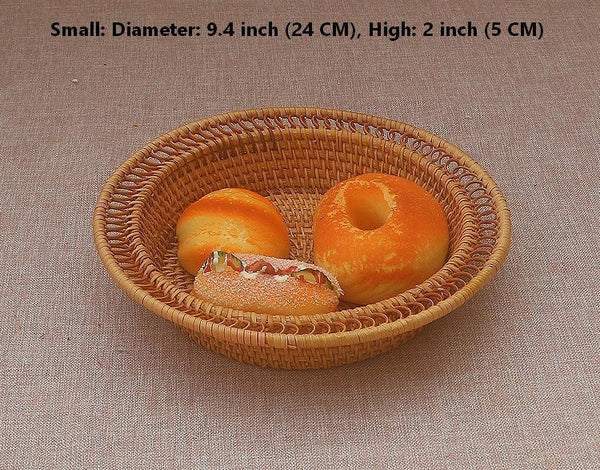 Rattan Small Storage Baskets, Round Storage Basket for Pantry, Kitchen Storage Baskets, Storage Basket for Dining Room-ArtWorkCrafts.com