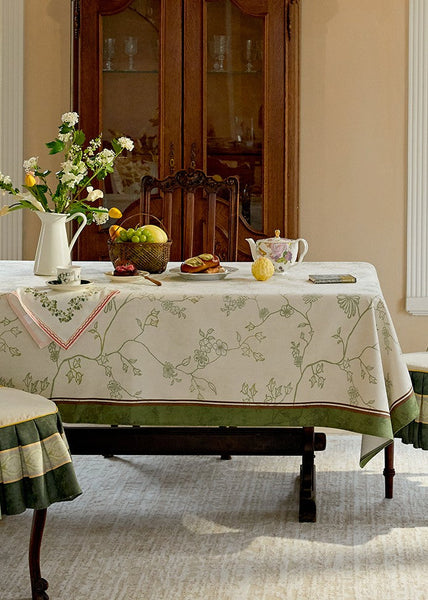 Spring Green Flower Table Covers, Large Modern Rectangle Tablecloth for Dining Table for Round Table, Farmhouse Table Cloth for Oval Table, Square Tablecloth for Kitchen-ArtWorkCrafts.com