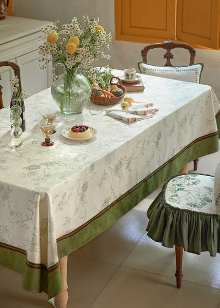 Spring Green Flower Table Covers, Large Modern Rectangle Tablecloth for Dining Table for Round Table, Farmhouse Table Cloth for Oval Table, Square Tablecloth for Kitchen-ArtWorkCrafts.com