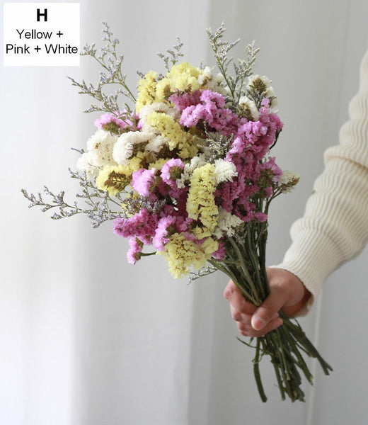 Dried Flowers, Flower Bunches, Dried Floral, A Bunch Dried Myosotis Flowers with Limoniums-ArtWorkCrafts.com