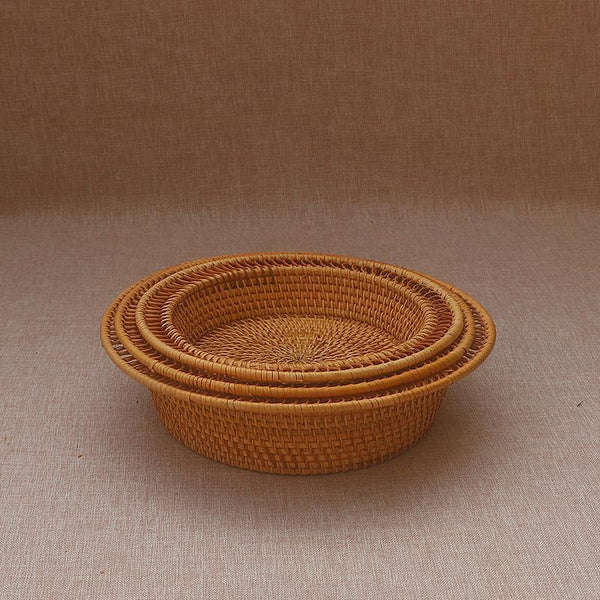 Rattan Small Storage Baskets, Round Storage Basket for Pantry, Kitchen Storage Baskets, Storage Basket for Dining Room-ArtWorkCrafts.com