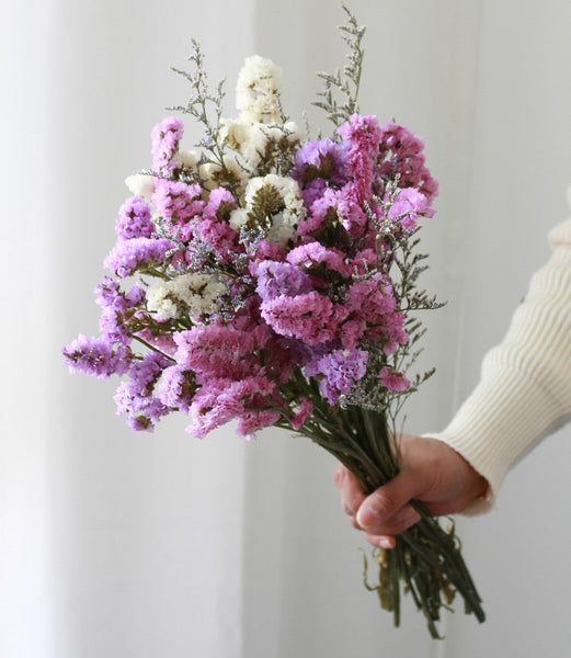 Dried Flowers, Flower Bunches, Dried Floral, A Bunch Dried Myosotis Flowers with Limoniums-ArtWorkCrafts.com