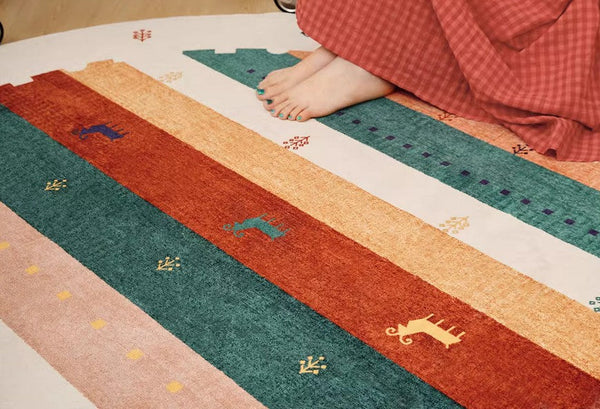 Modern Rugs for Children's Room, Geometric Modern Rug Ideas for Living Room, Circular Modern Rugs for Bathroom, Abstract Contemporary Round Rugs for Dining Room-ArtWorkCrafts.com