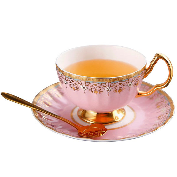 Unique British Tea Cup and Saucer in Gift Box, Pink Blue White Bone China Porcelain Tea Cup Set, Elegant British Ceramic Coffee Cups for Afternoon Tea-ArtWorkCrafts.com