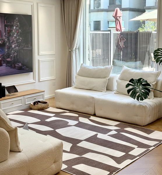 Abstract Contemporary Rugs for Bedroom, Modern Rugs under Sofa, Dining Room Floor Rugs, Modern Rug Ideas for Living Room-ArtWorkCrafts.com