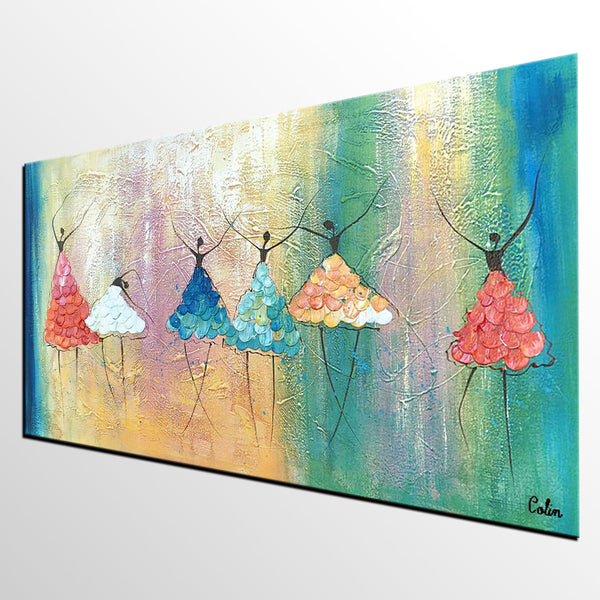 Simple Wall Art Ideas for Living Room, Ballet Dancer Painting, Large Acrylic Painting, Custom Canvas Painting, Modern Abstract Painting-ArtWorkCrafts.com