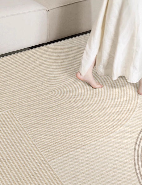 Abstract Contemporary Rugs for Bedroom, Modern Rugs under Sofa, Dining Room Floor Rugs, Modern Rugs for Office, Large Cream Color Rugs in Living Room-ArtWorkCrafts.com