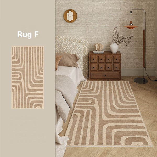 Abstract Modern Rugs for Living Room, Contemporary Modern Rugs Next to Bed, Geometric Modern Rugs under Dining Room Table, Brown Modern Carpets for Office-ArtWorkCrafts.com