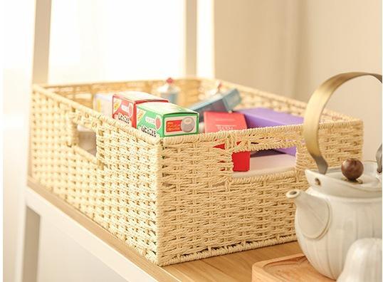 Woven Straw basket, Storage Basket, Rectangle Basket, Picnic Basket-ArtWorkCrafts.com