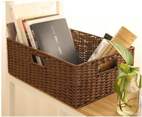 Woven Straw basket, Storage Basket, Rectangle Basket, Picnic Basket-ArtWorkCrafts.com
