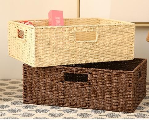 Woven Straw basket, Storage Basket, Rectangle Basket, Picnic Basket-ArtWorkCrafts.com