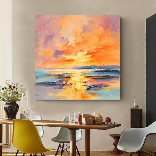 Abstract Landscape Painting, Sunrise Painting, Large Landscape Painting for Living Room, Hand Painted Art, Bedroom Wall Art Ideas, Modern Paintings for Dining Room-ArtWorkCrafts.com