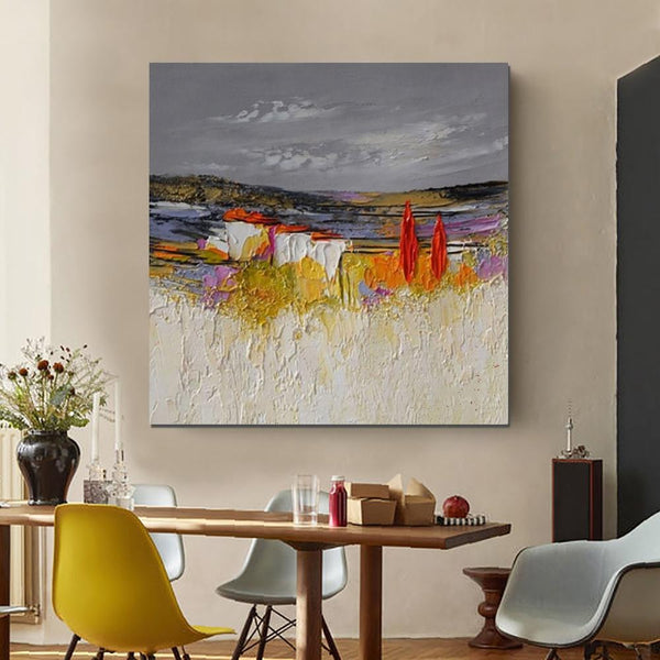 Abstract Landscape Painting, Large Landscape Painting for Bedroom, Heavy Texture Painting, Living Room Wall Art Ideas, Palette Knife Artwork-ArtWorkCrafts.com