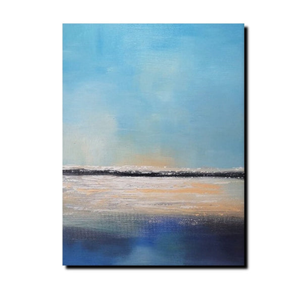 Simple Seascape Painting, Living Room Wall Art Painting, Landscape Canvas Paintings, Extra Large Acrylic Paintings, Bedroom Modern Paintings-ArtWorkCrafts.com