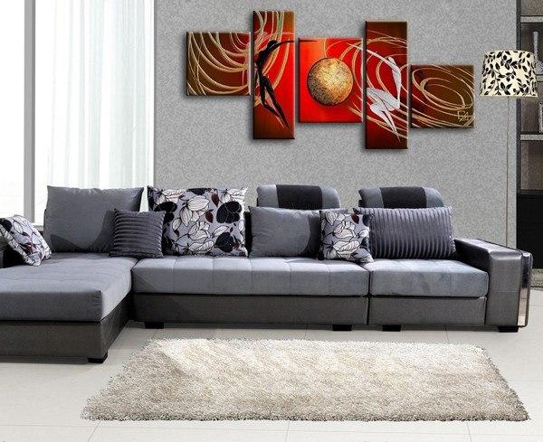 Abstract Art of Love, Simple Modern Art, Love Abstract Painting, Bedroom Room Wall Art Paintings, 5 Piece Canvas Painting-ArtWorkCrafts.com