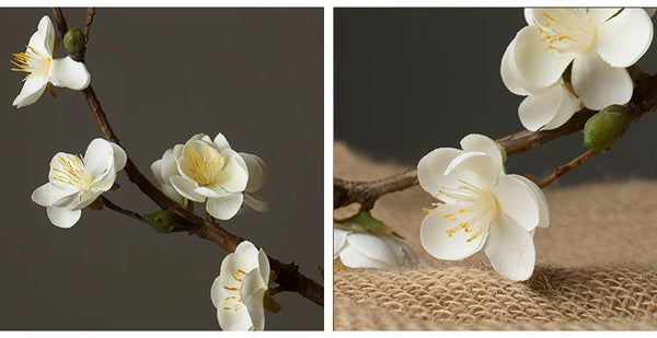 White and Pink Plum Artificial Flowers, Artificial Botany Plants, Silk Flower Arrangement, Plum Flower, Simple Flower Arrangement for Home Decoration-ArtWorkCrafts.com