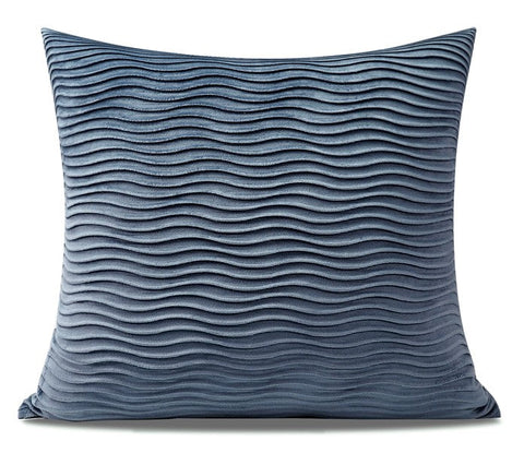 Abstract Blue Decorative Throw Pillows, Large Simple Throw Pillow for Interior Design, Geomeric Contemporary Square Modern Throw Pillows for Couch-ArtWorkCrafts.com
