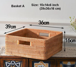 Laundry Storage Baskets, Rattan Storage Baskets for Kitchen, Storage Basket for Shelves, Kitchen Storage Basket, Storage Baskets for Bathroom-ArtWorkCrafts.com