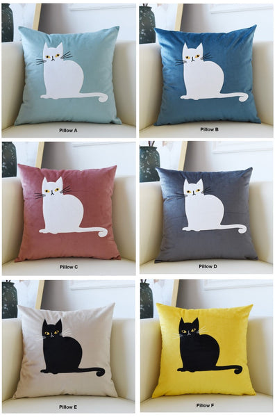 Cat Decorative Throw Pillows for Couch, Modern Sofa Decorative Pillows, Lovely Cat Pillow Covers for Kid's Room, Modern Decorative Throw Pillows-ArtWorkCrafts.com