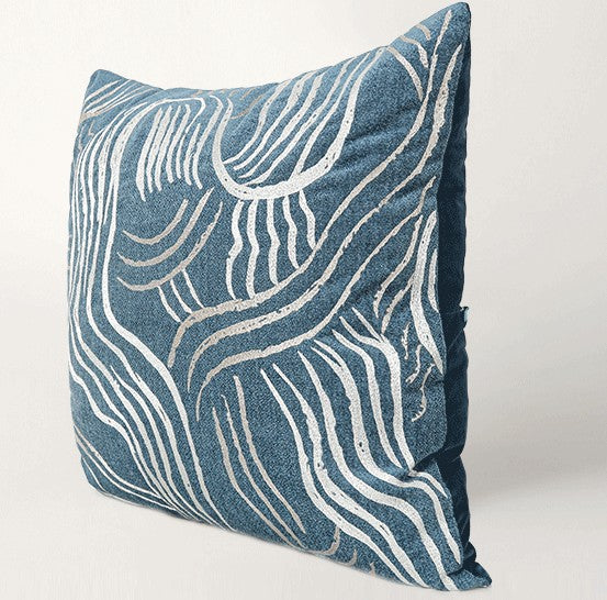 Blue Modern Sofa Pillow, Modern Throw Pillows, Modern Throw Pillow for Couch, Blue Decorative Pillow, Throw Pillow for Living Room-ArtWorkCrafts.com