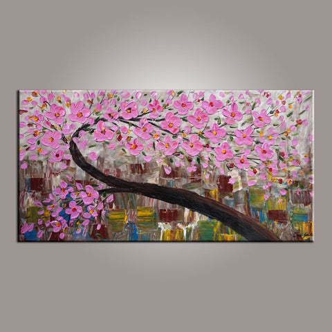 Canvas Art, Flower Tree Painting, Abstract Art Painting, Painting on Sale, Dining Room Wall Art, Art on Canvas, Modern Art, Contemporary Art-ArtWorkCrafts.com