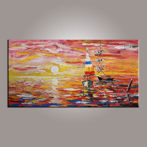 Contemporary Art, Boat Painting, Modern Art, Art Painting, Abstract Art, Living Room Wall Art, Canvas Art, Art for Sale-ArtWorkCrafts.com