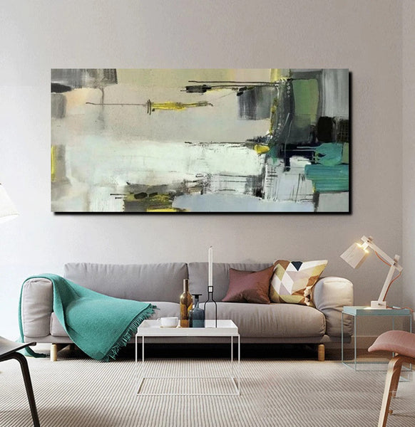 Acrylic Abstract Painting Behind Sofa, Large Painting on Canvas, Living Room Wall Art Paintings, Buy Paintings Online, Acrylic Painting for Sale-ArtWorkCrafts.com