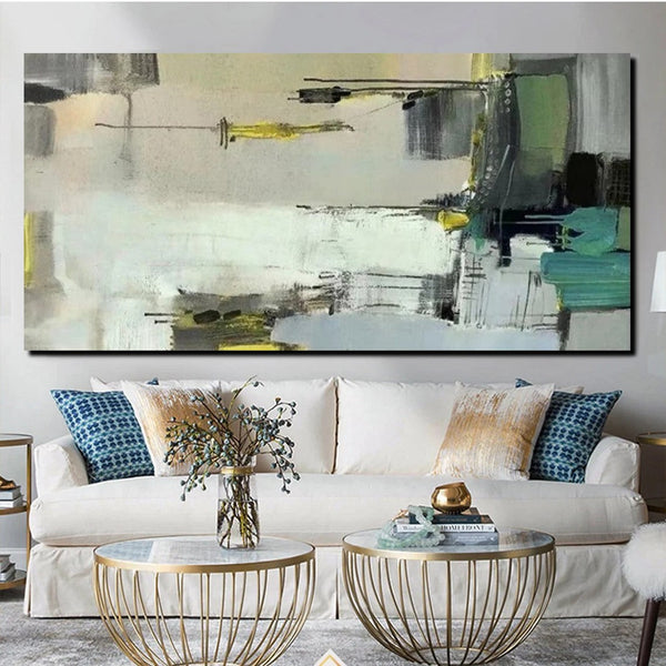 Acrylic Abstract Painting Behind Sofa, Large Painting on Canvas, Living Room Wall Art Paintings, Buy Paintings Online, Acrylic Painting for Sale-ArtWorkCrafts.com